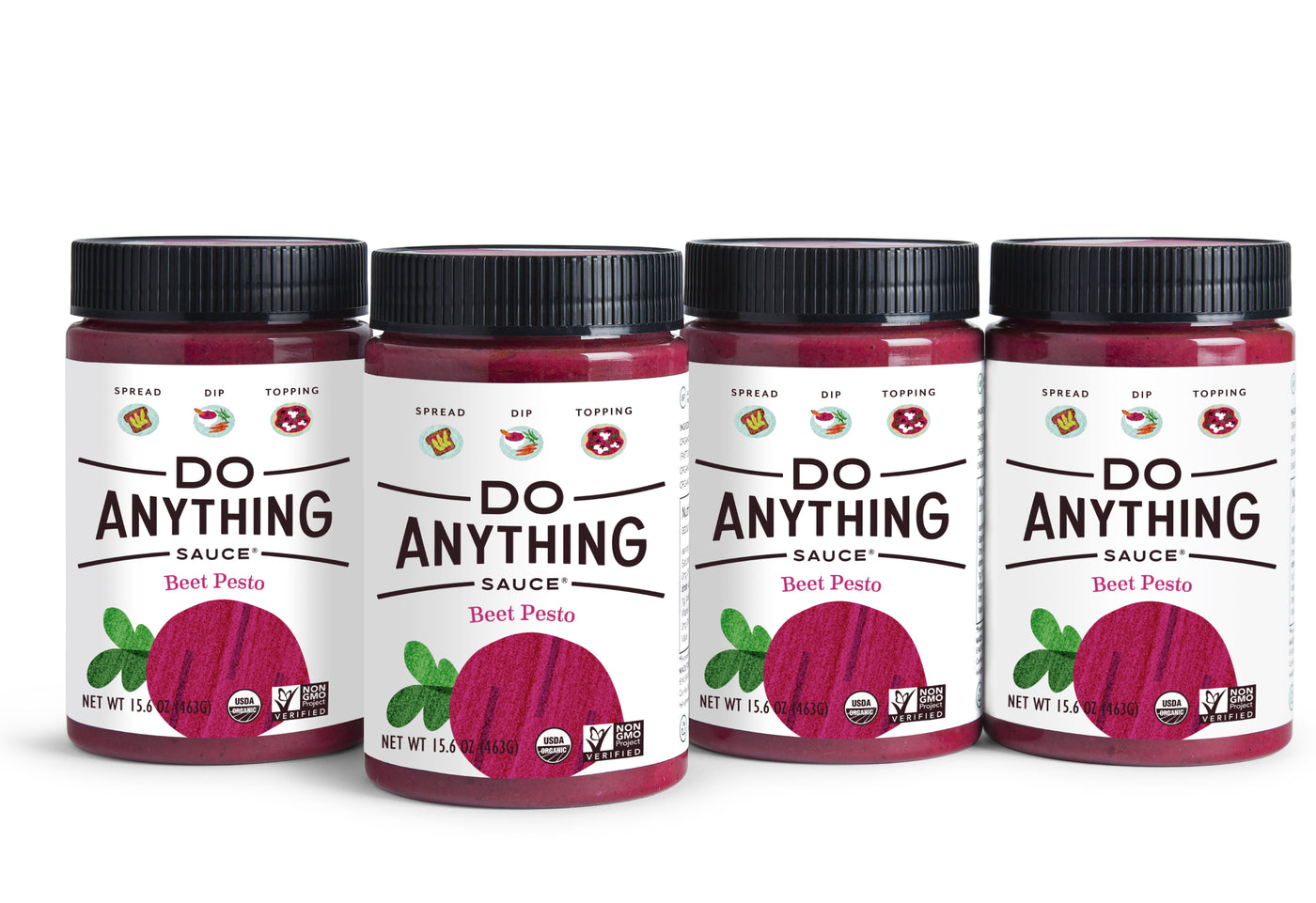 Four Jars of Do Anything Foods Beet Pesto