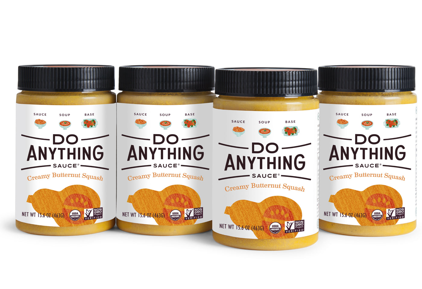Four Jars of Do Anything Foods Creamy Butternut Squash Sauce