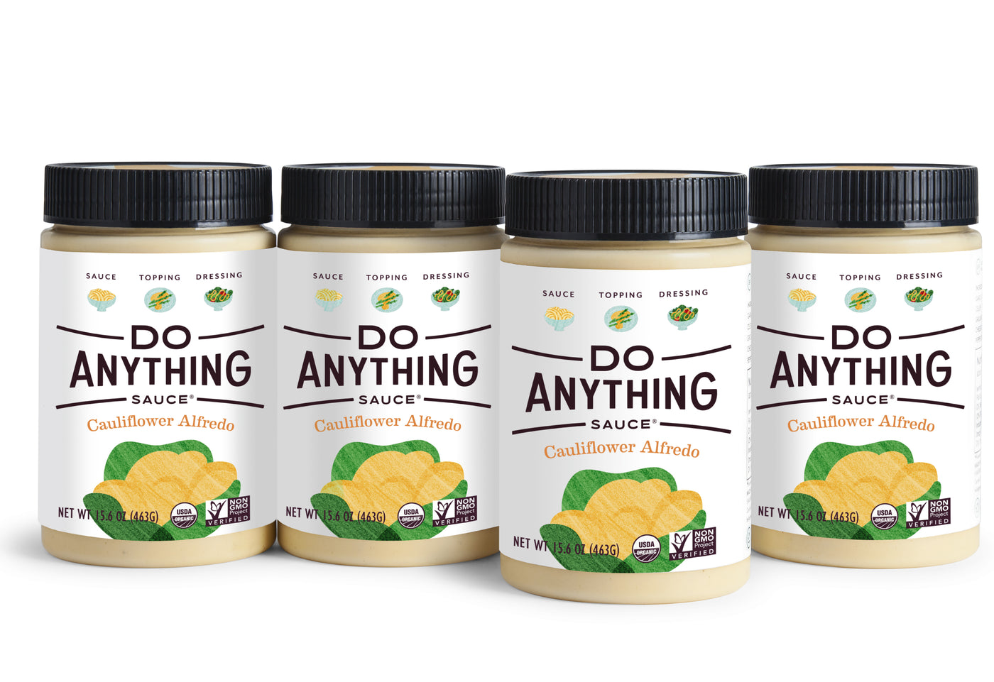 Four Jars of Do Anything Foods Cauliflower Alfredo